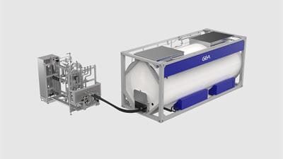 The GEA Mobile Aseptic Solution transports liquid dairy products aseptically in reusable tank containers. Image: GEA