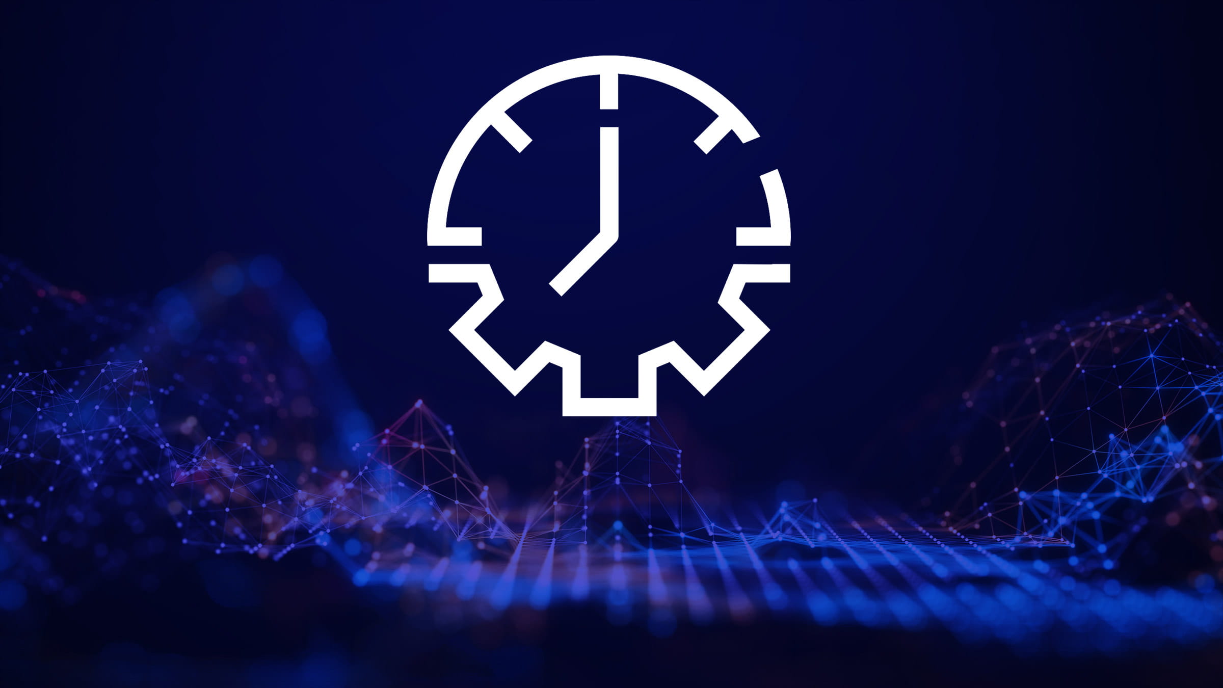 Icon production time on abstract digital background